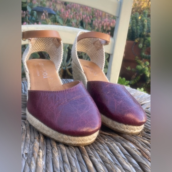 may pol strappy leather espadrilles burgundy toe sz 7 - Picture 3 of 11